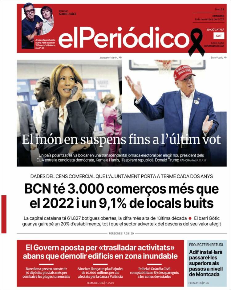 Portada de El Periódico de Catalunya (España)