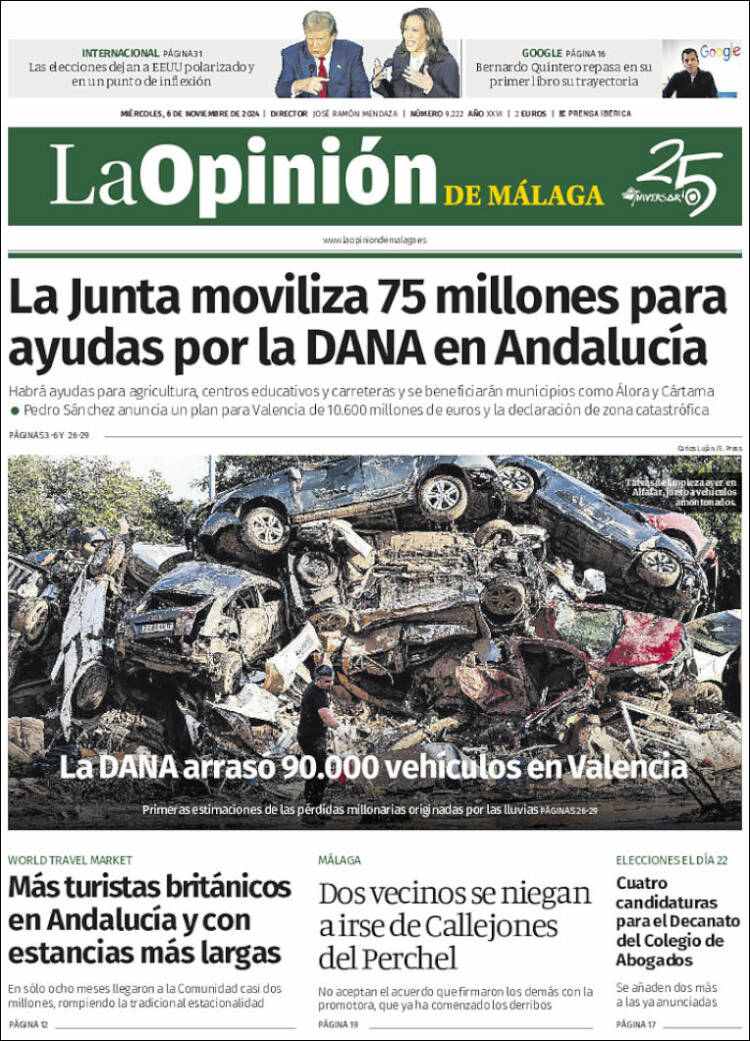 Portada de La Opinión de Málaga (España)