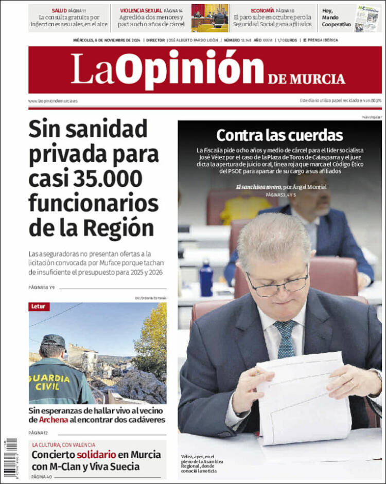 Portada de La Opinión de Murcia (España)