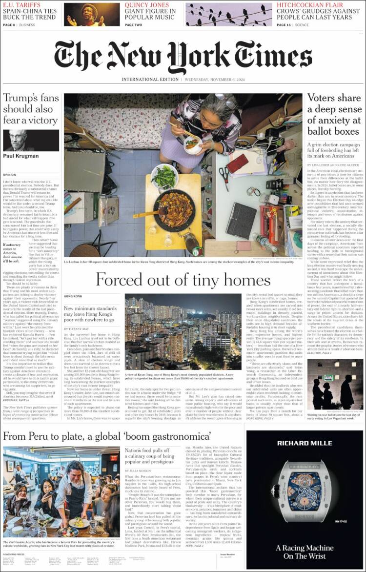 Portada de International New York Times (Europa)