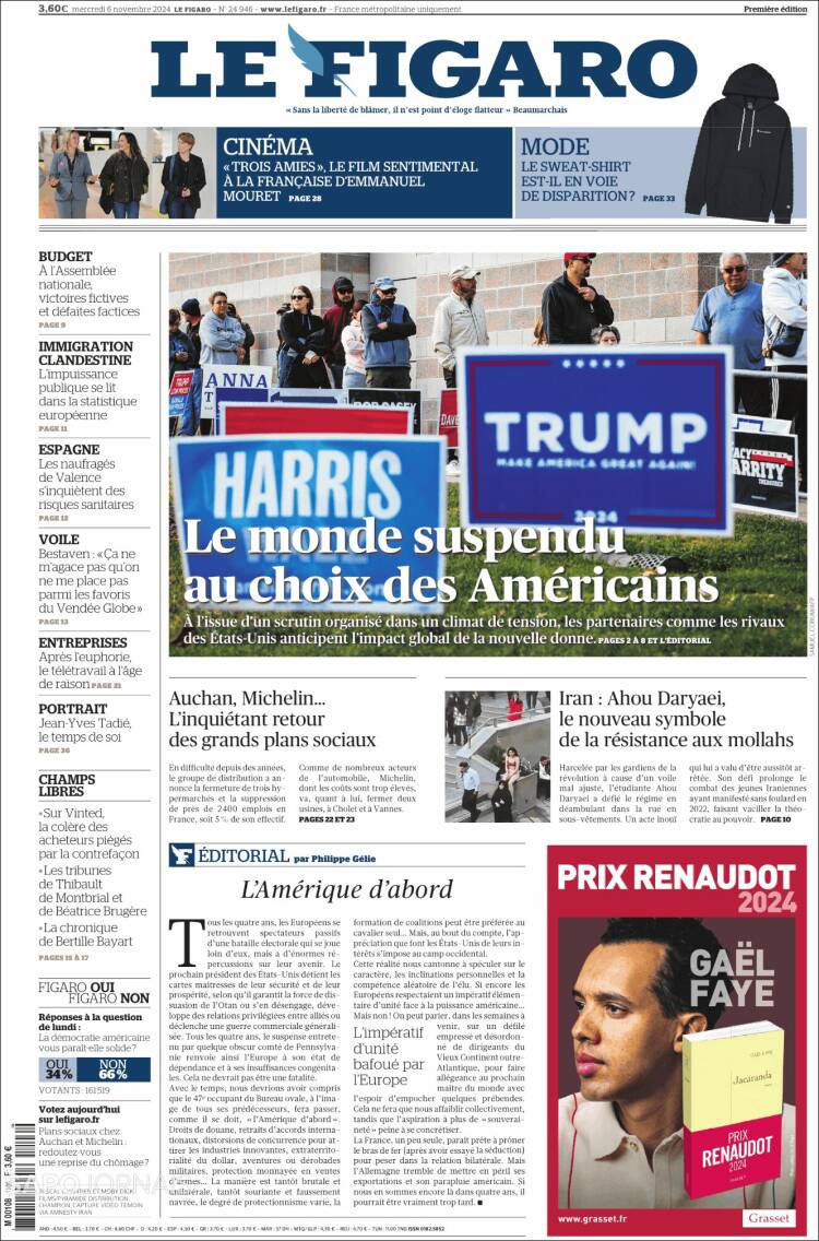 Portada de Le Figaro (Francia)