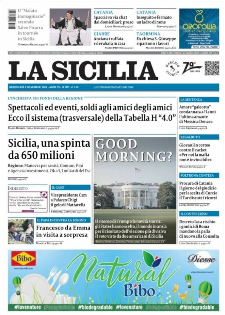 Portada de La Sicilia (Italia)