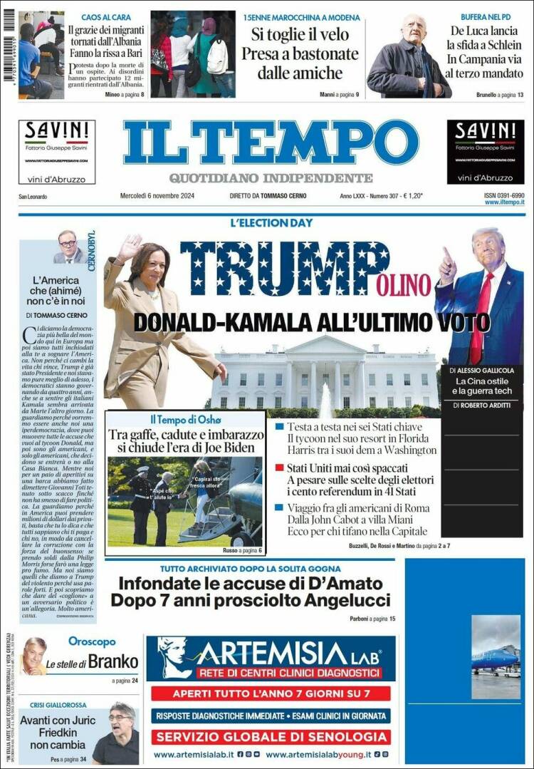 Portada de Il Tempo (Italia)