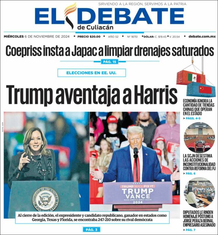 Portada de El Debate de Culiacán (M&eacute;xico)