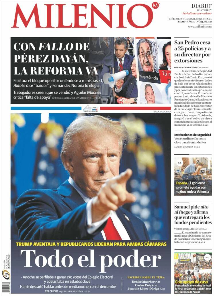 Portada de Milenio de Monterrey (M&eacute;xico)