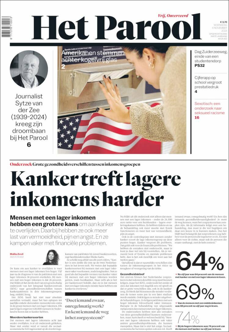 Portada de Het Parool (Pa&iacute;ses Bajos)