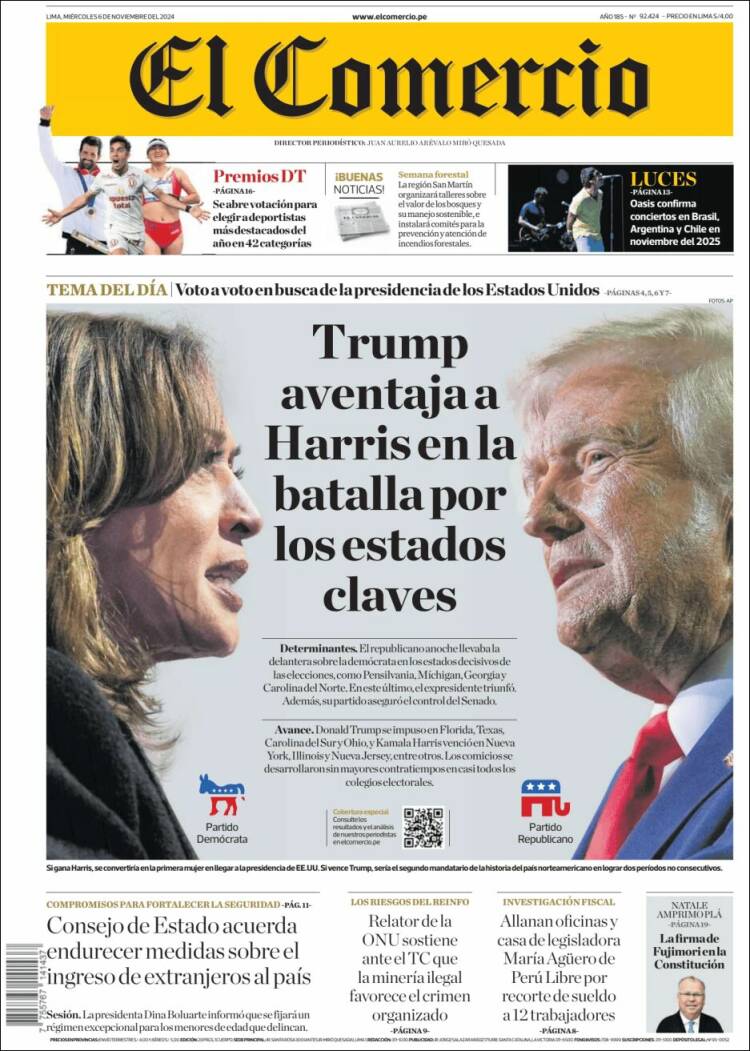 Portada de El Comercio (Per&uacute;)