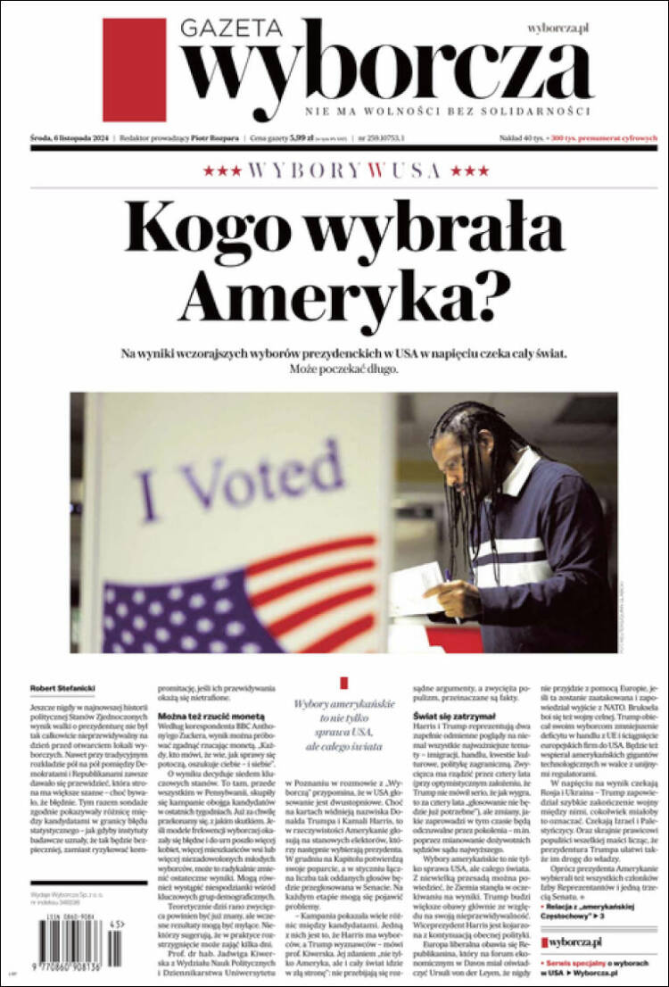 Portada de Gazeta Wyborcza (Polonia)