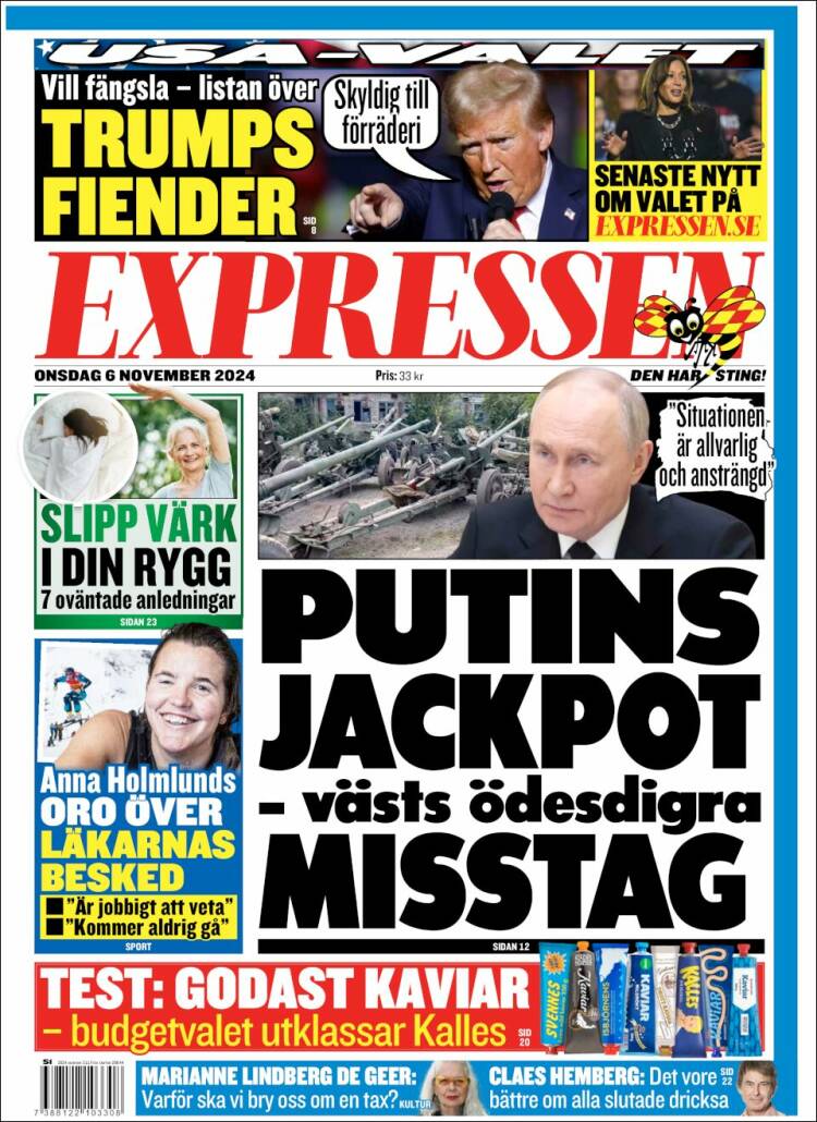 Portada de Expressen (Suecia)