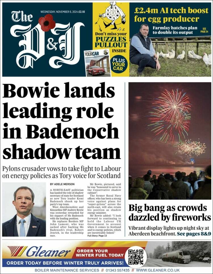 Portada de The Press and Journal (Reino Unido)