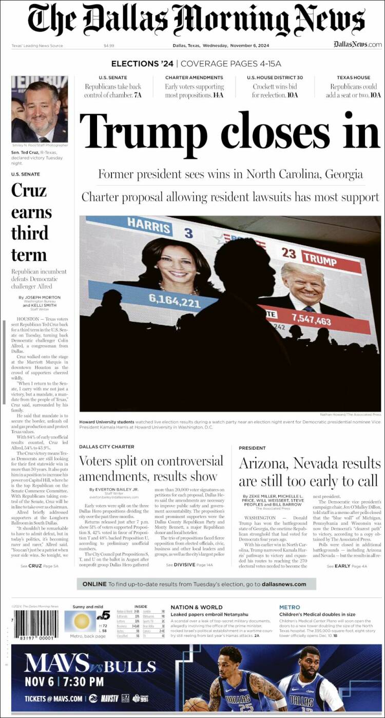 Portada de Dallas Morning News (USA)