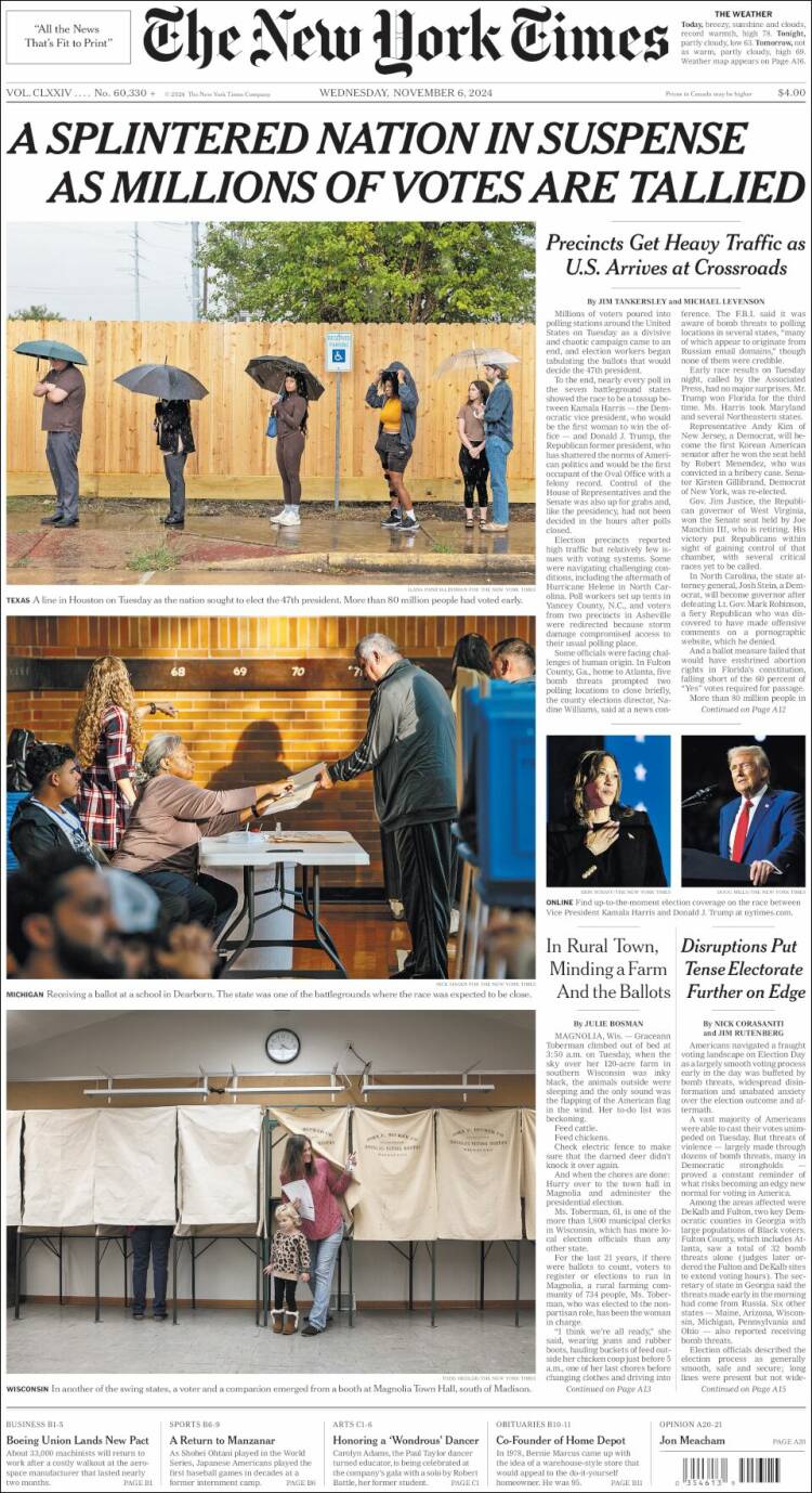 Portada de New York Times (USA)
