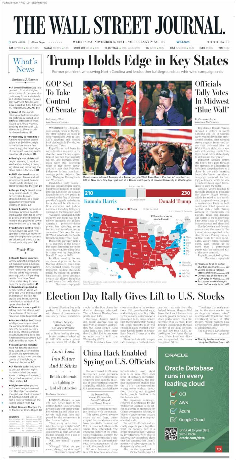 Portada de Wall Street Journal (USA)