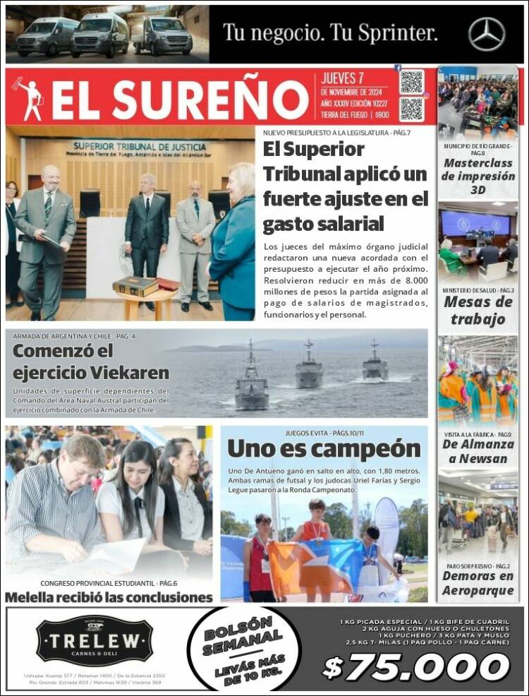 Portada de Diario El Sureño (Argentina)