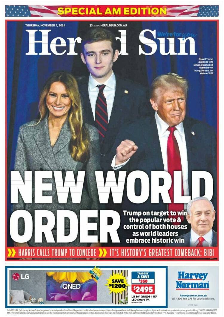 Portada de Herald Sun (Australia)