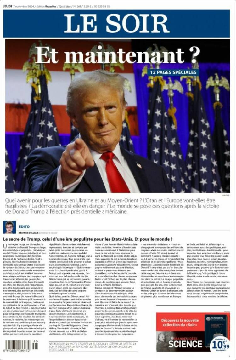 Portada de Le Soir (B&eacute;lgica)