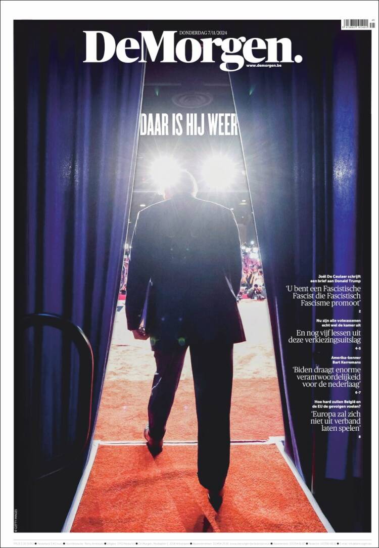 Portada de De Morgen (B&eacute;lgica)