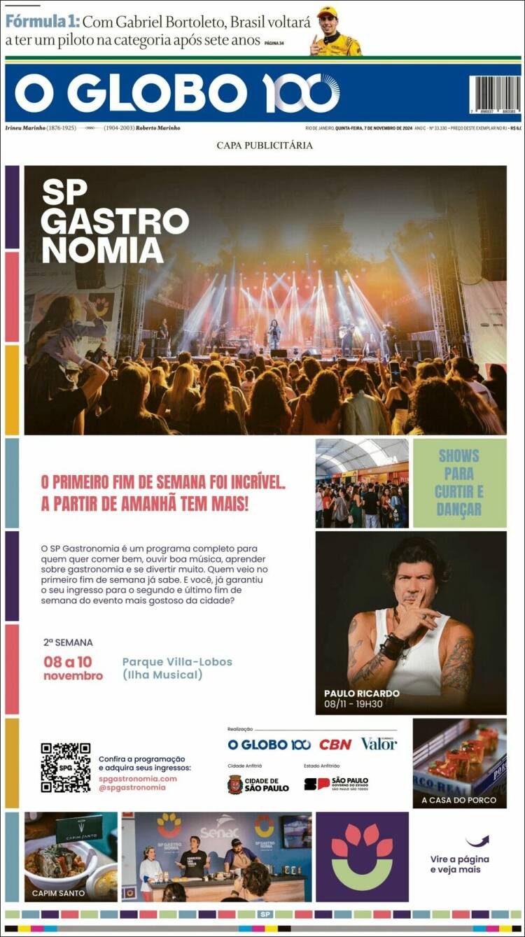 Portada de O Globo (Brasil)