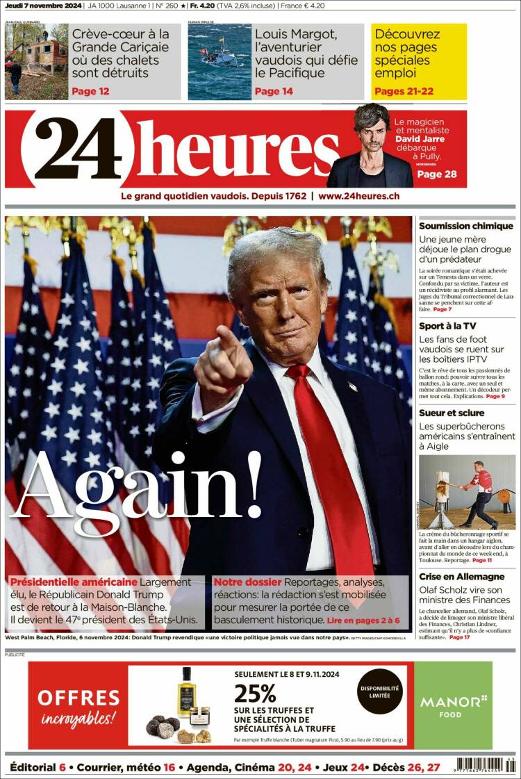 Portada de 24 Heures (Suiza)