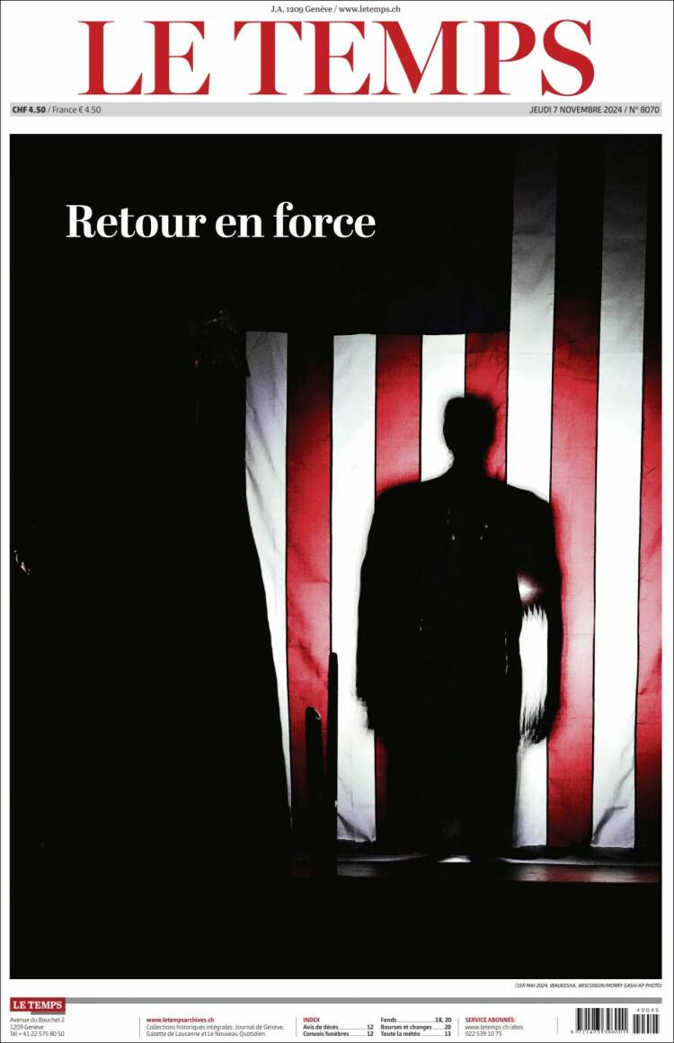 Portada de Le Matin (Suiza)