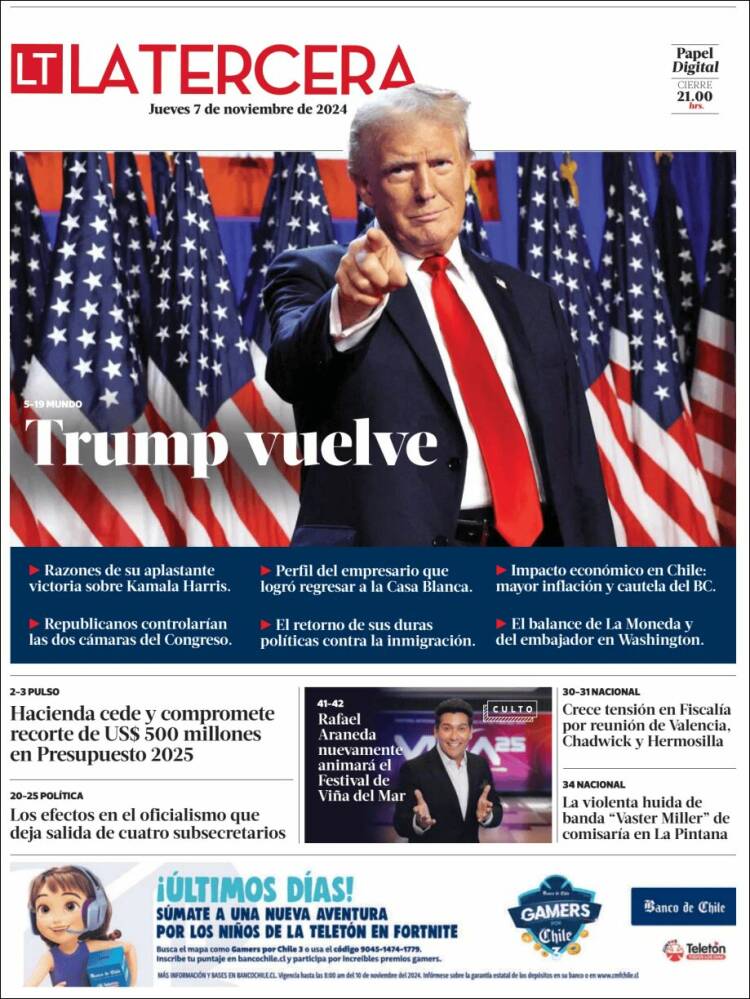 Portada de La Tercera (Chile)