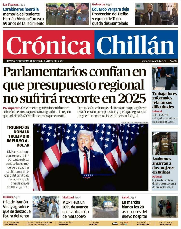 Portada de Crónica Chillán (Chile)