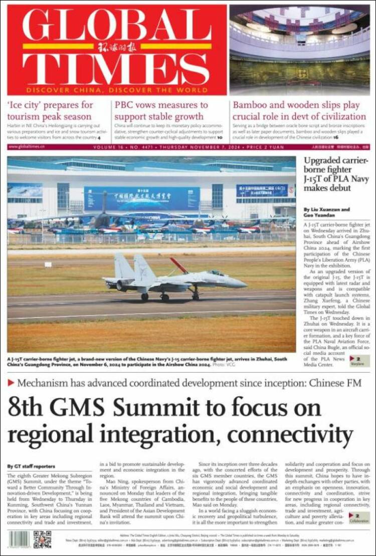 Portada de The Global Times (China)