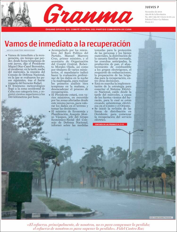 Portada de Granma (Cuba)