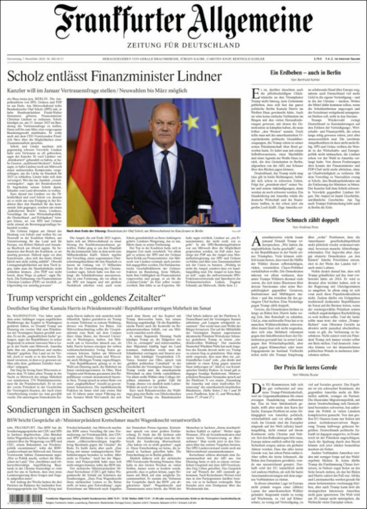 Portada de Frankfurter Allgemeine (Alemania)