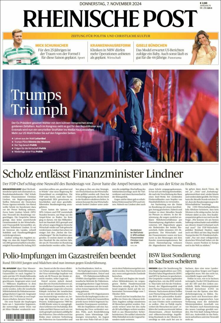 Portada de Rheinische Post (Alemania)