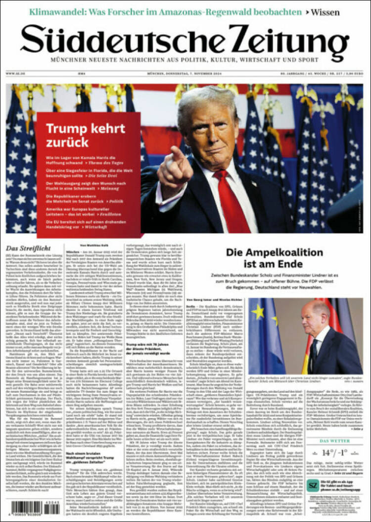 Portada de Sueddeutsche (Alemania)