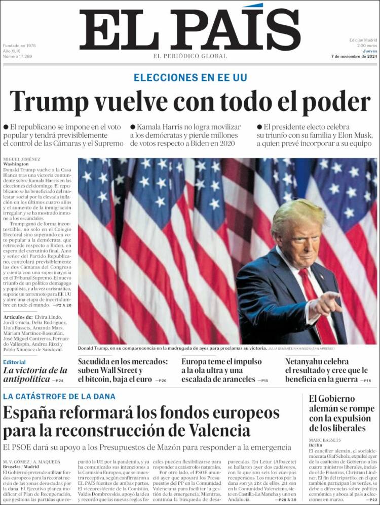 Portada de El País (España)