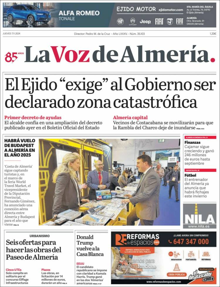 Portada de La Voz de Almería (España)