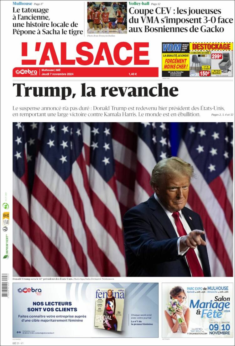 Portada de Journal L'Alsace (Francia)