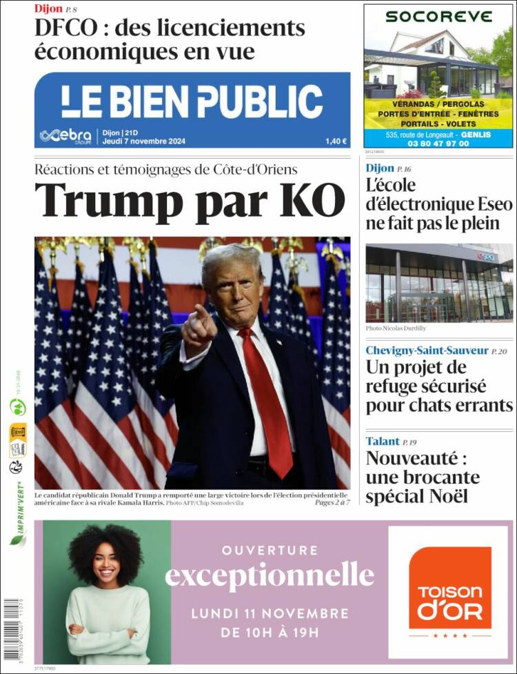 Portada de Le Bien Public (Francia)