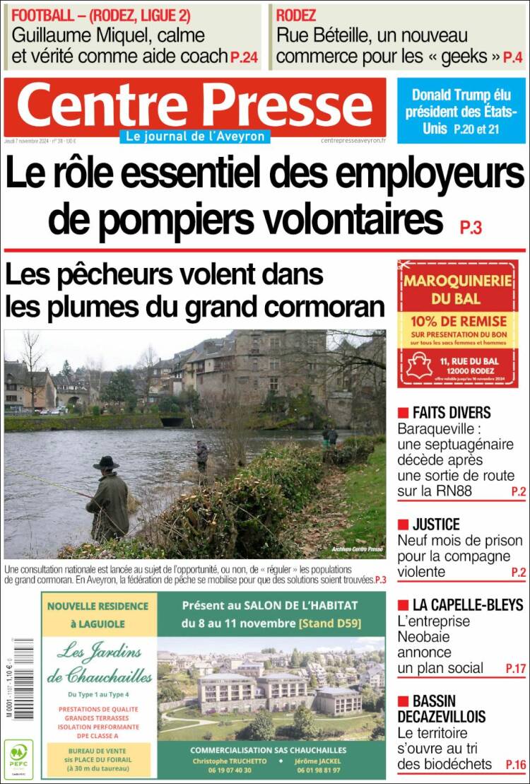 Portada de Centre Presse (Francia)