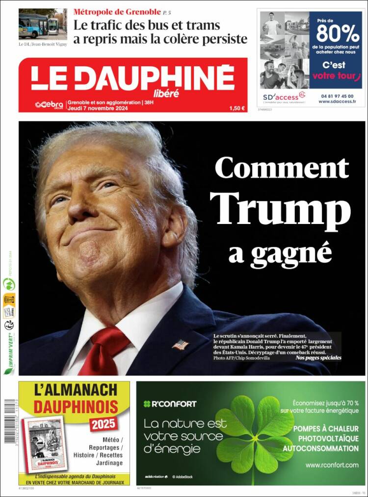Portada de Le Dauphiné Libéré (Francia)