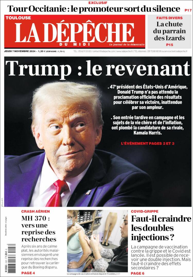 Portada de La Dépêche du Midi (Francia)