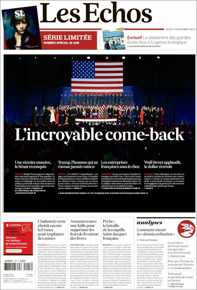 Portada de Les Echos (Francia)