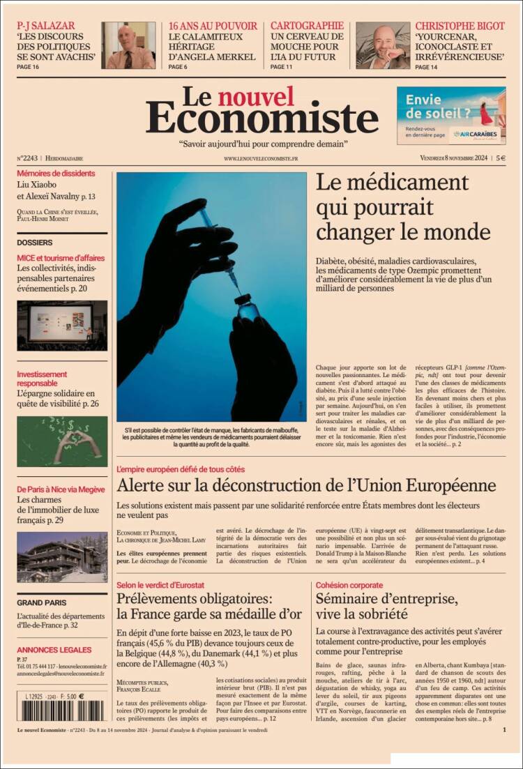 Portada de Le nouvel Economiste (Francia)