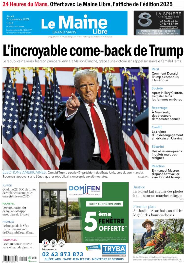 Portada de Le Maine Libre (Francia)