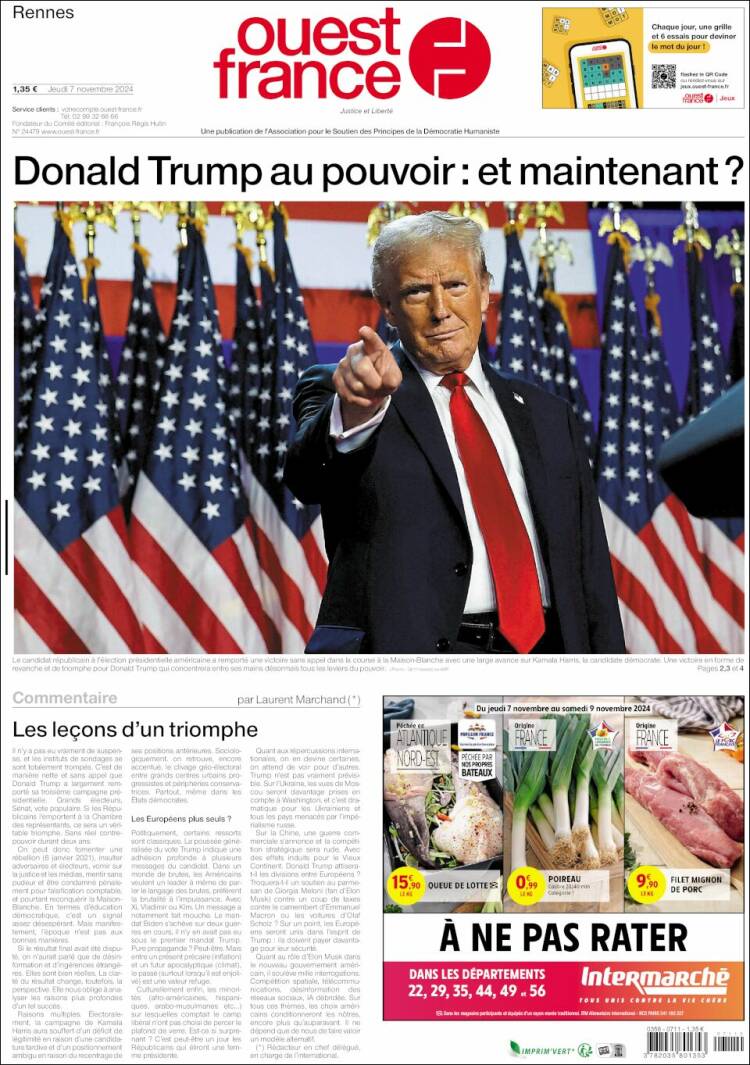 Portada de Ouest France (Francia)