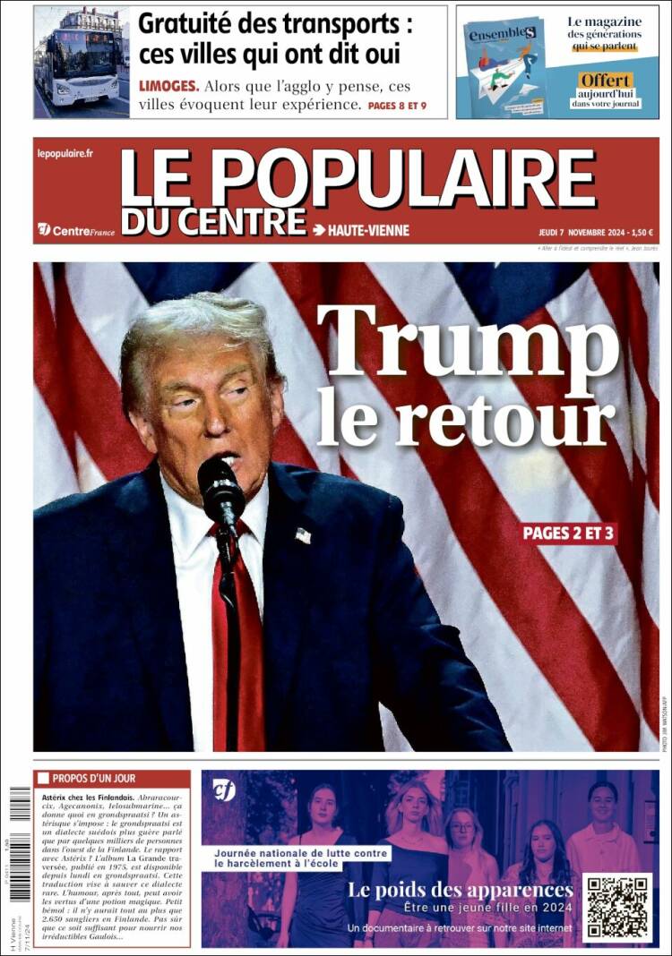 Portada de Le Populaire du Centre (Francia)