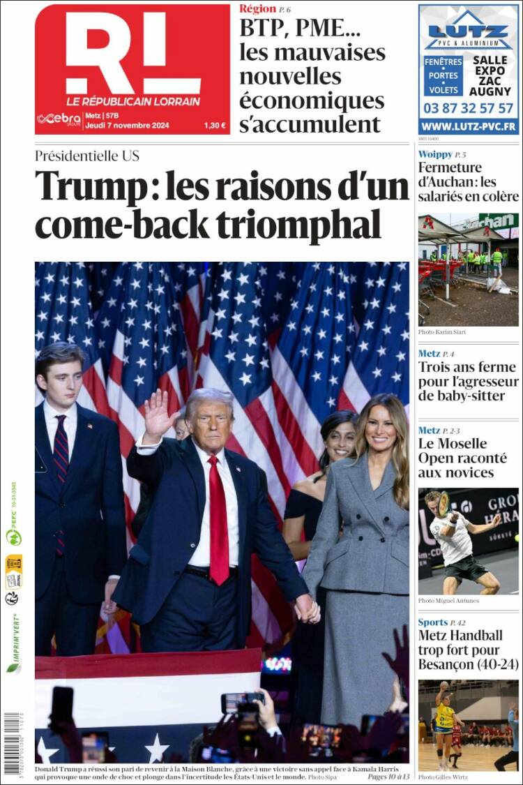 Portada de Le Republicain Lorrain (Francia)