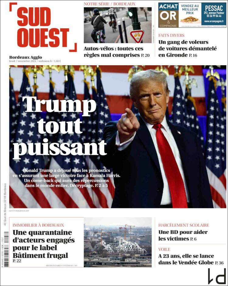 Portada de Sud Ouest (Francia)