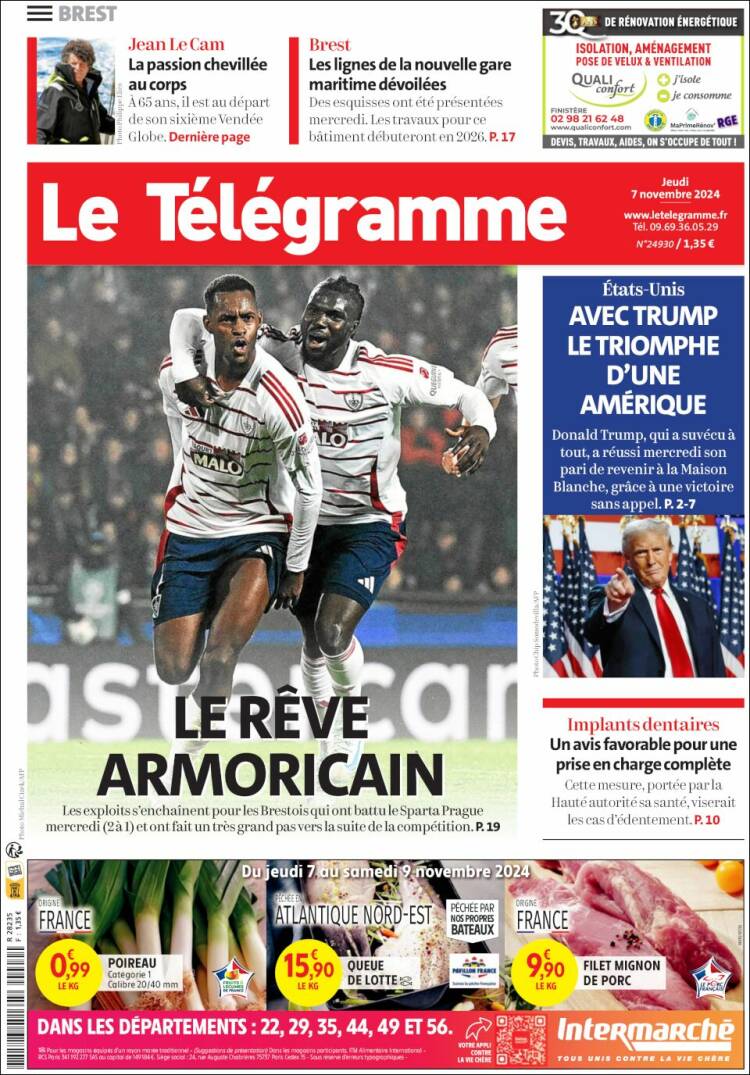 Portada de Télégramme (Francia)
