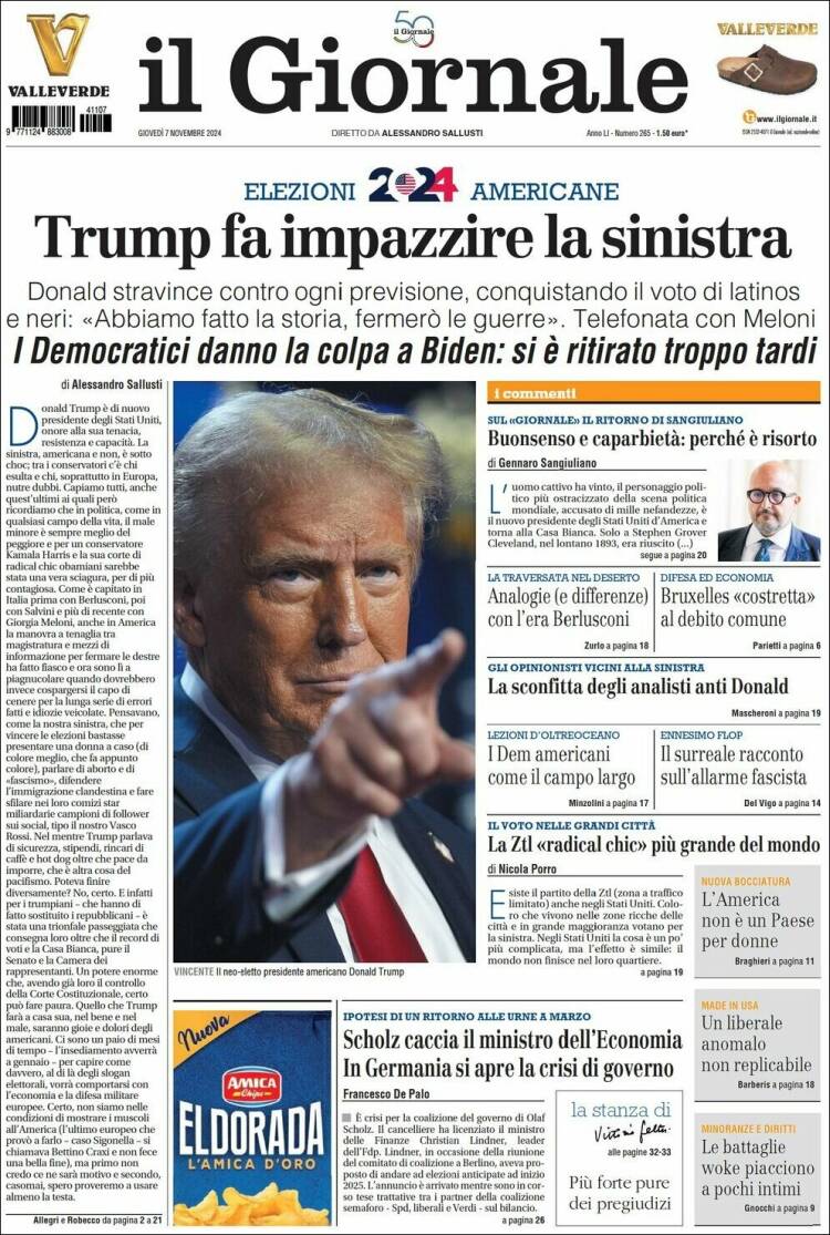Portada de il Giornale (Italia)