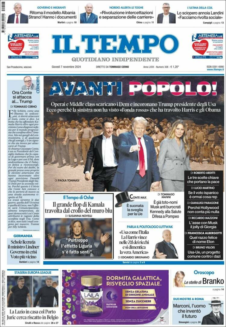 Portada de Il Tempo (Italia)