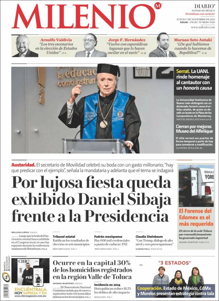 Portada de Milenio - Estado de México (M&eacute;xico)