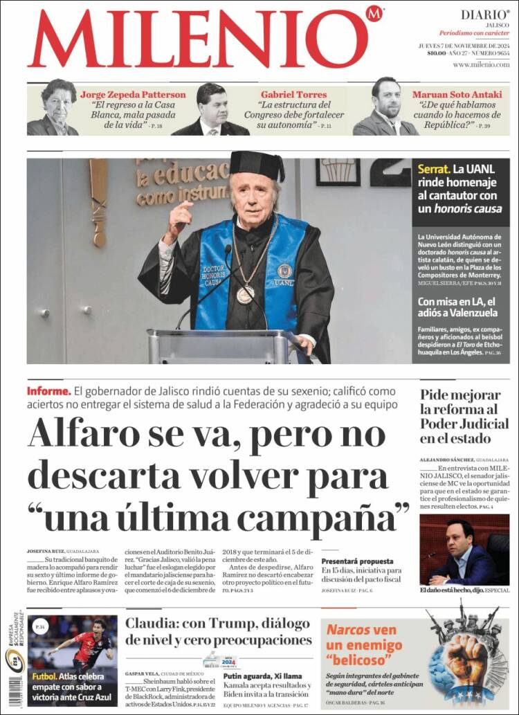 Portada de Milenio - Jalisco (M&eacute;xico)